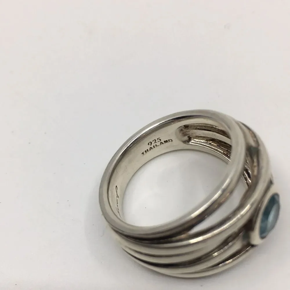Franco P Blue Topaz 925 Thailand Sterling Silver Ring Sz 7